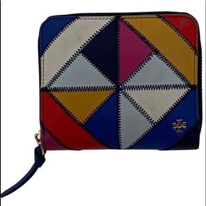 Tory Burch patchwork multi-color compact wallet